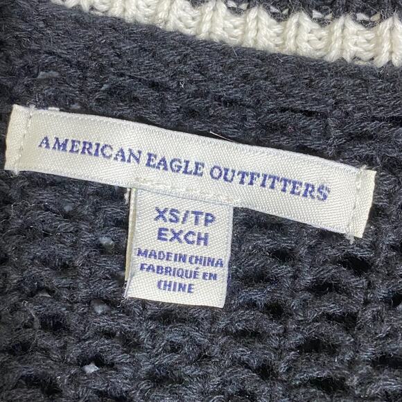 American Eagle Womens Y2K Preppy Open Knit Cardigan Sweater Size XS Grunge Goth - Picture 5 of 8
